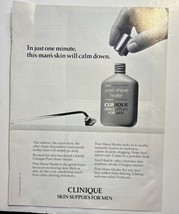 1989 Clinique Post-Shave Healer Magazine  Print  Ad For Men In Just One Minute - £5.41 GBP