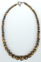 Graduated Tiger Eye Necklace - 4 mm TO 14 mm Beads - $40.00