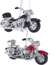 Kurt Adler Christmas Motorcycle (Red and Black) Plastic Ornaments | Set of 2 - £11.86 GBP