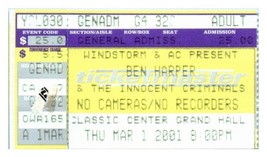 Ben Harper Concert Ticket Stub March 1 2001 Athens Géorgie - £35.57 GBP