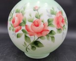 Vintage 7&quot; Hand Painted Floral Round Glass Ball Parlor GWTW Lamp Globe 4... - $74.24