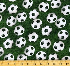 Cotton Soccer Ball Grass Sports Life Green Fabric Print by the Yard D667.72 - £9.40 GBP