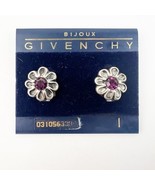 NEW Vintage Givenchy Bijoux Flower Purple Facet Silver Tone Clip-On Earr... - $49.99