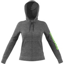 adidas womens Essentials Linear Track Top Dark Grey Heather/Signal Green... - £20.35 GBP