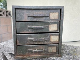 Vintage Green Metal Industrial Utility Cabinet Parts Storage  4 Drawer - 24 Bin - £54.03 GBP