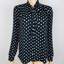 J Crew Outlet Polyester Polka Dot Button Down Shirt Pussy Bow Tie Women&#39;... - £14.02 GBP