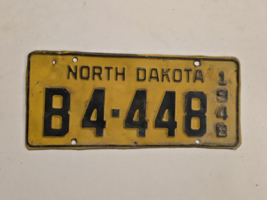 1948 North Dakota License Plate #B4-448 Original-VTG-Man Cave-Decor-Gara... - £23.81 GBP