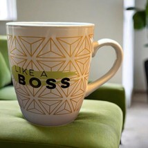 LIKE A BOSS Mug Coffee Tea Ceramic Cup White Gold Green Black Geometric 24oz - £13.32 GBP