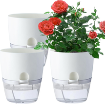 Self Watering Plant Pots, 6 Inch Orchid Flower Pots White Modern Decorative Plas - £20.36 GBP