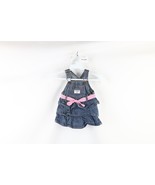 Vintage OshKosh B&#39;Gosh Baby Size 12 Months Ruffled Denim Overalls Dress ... - $39.55