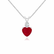 Authenticity Guarantee 
Heart-Shaped 6MM Ruby Pendant Necklace for Women, Gir... - £956.15 GBP