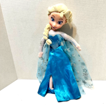Disney Just Play Frozen Snow Princess Elsa Plush Doll Vinyl Face Stuffed 14 in - £12.25 GBP