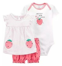 Carter&#39;s Bay ~ 9 Months ~ Four (4) Piece ~ Strawberry ~ Body Suit &amp; Shorts Set - £17.89 GBP