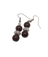 Handmade Garnet Bead Earrings with Silver Spacers Elegant Gemstone Dangles - $14.85