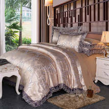 Four-piece Set Of Satin Jacquard Lace, High-end Luxury Home Textiles, Bedding - £134.01 GBP+