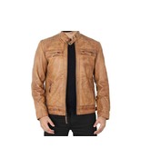 Men Vintage Biker Brown Motorcycle Distressed Designer Cafe Racer Leathe... - $277.46 CAD
