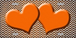 Orange White Small Chevron Hearts Print Oil Rubbed Metal Novelty License... - £14.97 GBP