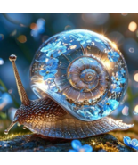 Blue Flowers Snail of Joy, Good Luck, Spirit Binding, Positivity Spirit ... - $59.99
