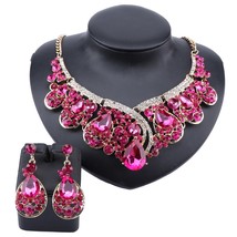 Fashion Crystal Choker Statement Necklace Earring Collar Boho Jewelry Set Weddin - £17.60 GBP
