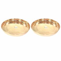 Prisha India Craft Pure Copper Dinner Thali Plate, Hammered Design, Diameter 13. - £62.44 GBP
