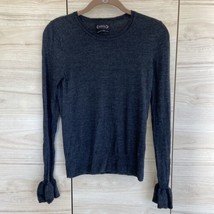 Nanette Lepore Extra Fine Merino Wool Gray Ruffle Cuff Sweater XS EUC #w53 - £7.47 GBP