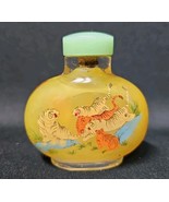 Vintage Chinese Reverse Painted Snuff Bottle Jade Stopper Tigers Wildlif... - $230.81 CAD