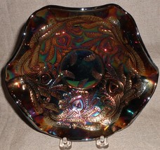 Fenton Carnival Glass Bowl Hearts &amp; Vines Pattern Iridescent Bowl - £43.66 GBP