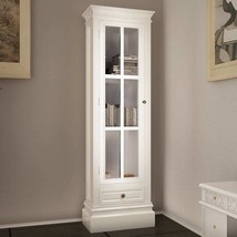 Chic Bookcase Cabinet with 3 Shelves White Wooden - £139.30 GBP