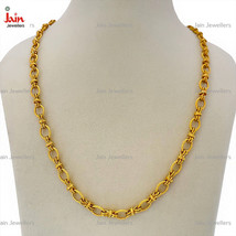 18 Kt, 22 Kt Hallmark Real Gold Cable Link Chain Men&#39;s Necklace Width 7MM - £1,281.85 GBP+