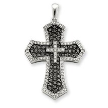 1ct Round Simulated Black Diamond Holy Cross Pendant 14k White Gold Plated - £65.80 GBP