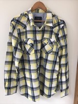 American Eagle Outfitters Vtg Fit Yellow Buffalo Plaid Button Shirt XXL ... - $24.74