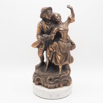 Dansant Couple Métal Sculpture Marbre Base Statue Vtg - £110.34 GBP