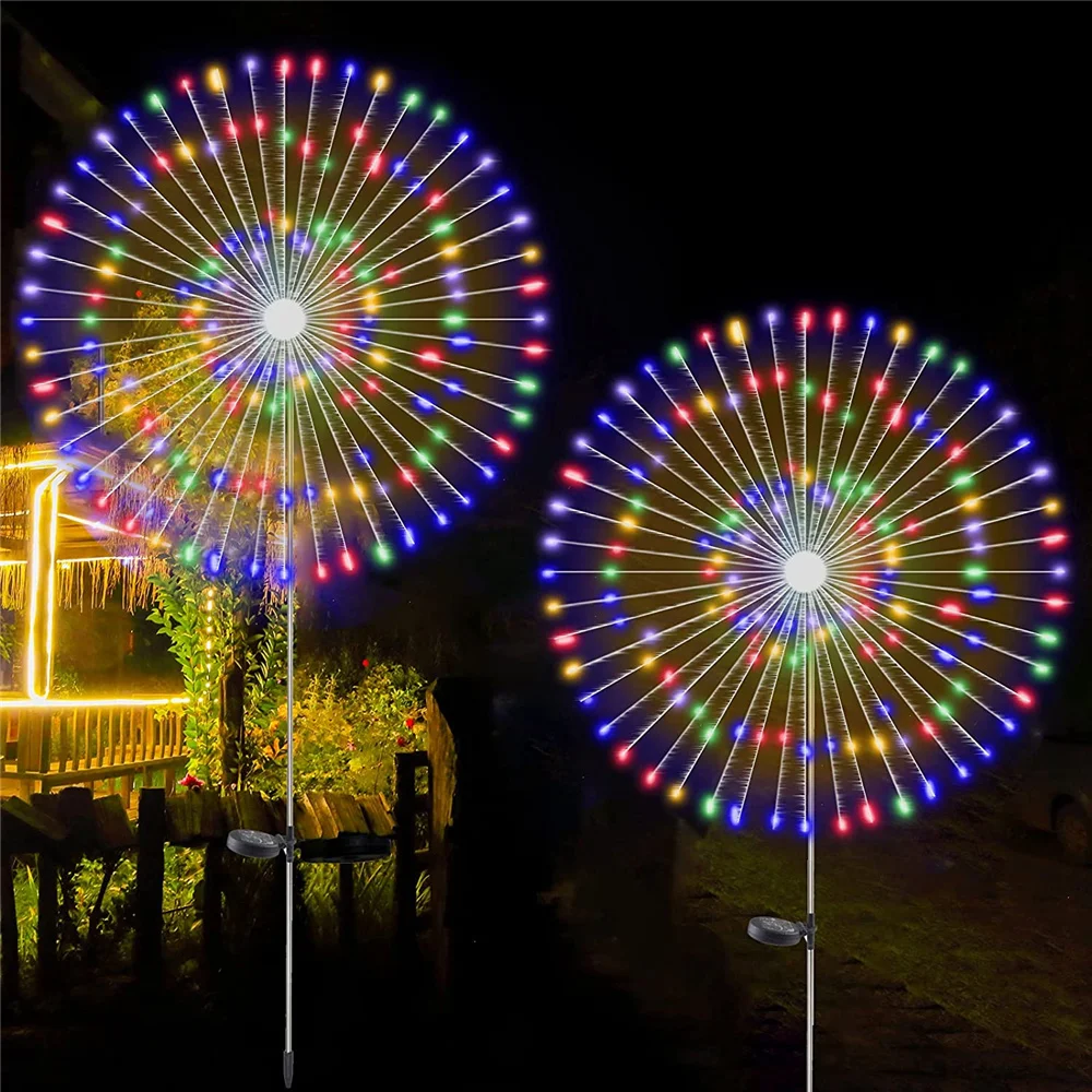 Solar Fireworks Lamp Outdoor Gr Globe Dandelion Flash String Fairy lights 60 /12 - £148.69 GBP