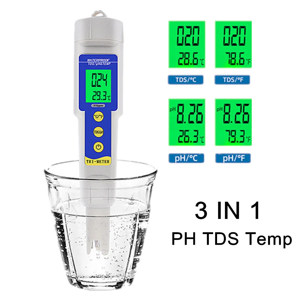 Professional 4 IN 1 TDS PH EC Temp Meter PH Tester Water Quality Testing Tempera - £219.06 GBP