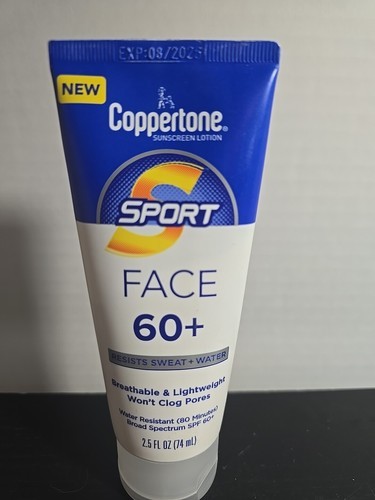 Coppertone Sport Face Sunscreen Lotion SPF 60+, Water Resistant Sunscree... - $8.90