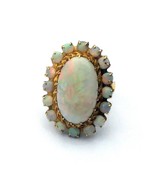 Estate 10ct Opal with Halo 22k Yellow Gold Statement Ring - £2,930.38 GBP