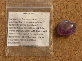 Ametrine Palm Stone 1.25&quot;  Tumbled. Beautiful healing stone. - £3.85 GBP