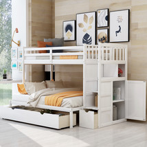 Twin over Full/Twin Bunk Bed Convertible Bottom Bed Storage Shelves and Drawers - £681.87 GBP