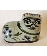 Mexican TONALA Folk Art Cat Figurine Hand Painted  Green Flowered 341 - €16,08 EUR