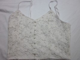 Forever 21 Floral Lace White Crop Top Women&#39;s Size Small Adjustable Strap - £7.08 GBP