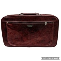 Vintage Samsonite Dark Red Leather Soft Case Suitcase 22&quot; W Retro Style ... - £23.46 GBP