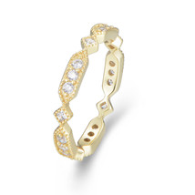 Ladies 18k Gold Plated Rhombus Rectangle CZ Full Eternity Band Anniversary Gift - £42.34 GBP