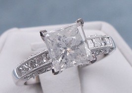 1.30 CT Princess Cut Diamond Women&#39;s Engagement Wedding Ring 14K White Gold Over - £61.92 GBP