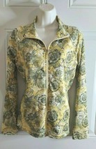 Style &amp; Co Sport Full Zip Yellow Green Floral Polyester Spandex Jacket S... - £6.89 GBP
