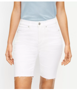 LOFT The Curvy Fresh Cut High Waist Denim Bike Short White Cutoff 24 Raw... - $36.62 CAD