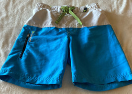 Gerry Boys Gray Blue Neon Yellow Swim Trunks Shorts 5-6 - $8.33