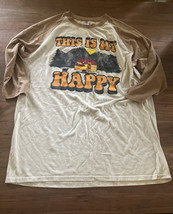 Simply Southern Large Happy Camper Shirt Brown This Is My Happy Raglan Sleeve - £11.50 GBP