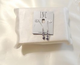 INC  2-1/2" Silver Tone Cubic Zirconia Threader Earrings H144 $39 - $11.74