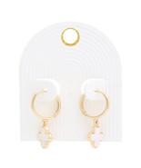 New Gold &amp; White Moroccan Shape Hoop Earrings - $11.39