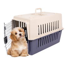 Plastic Cat &amp; Dog Carrier Cage with Chrome Door Portable Pet Box Airline Approve - £50.09 GBP